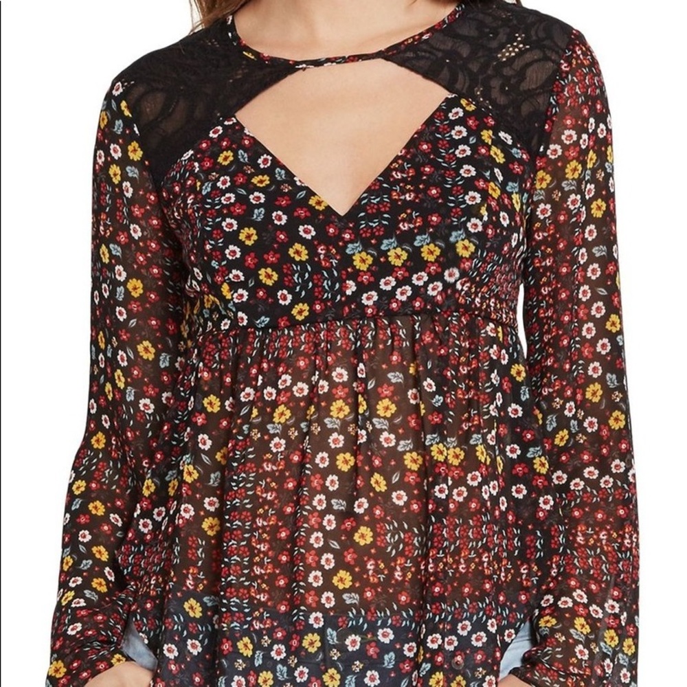 BCBGeneration Bell Sleeve Floral Top